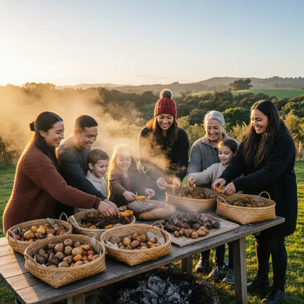 Whānau sharing a Matariki feast