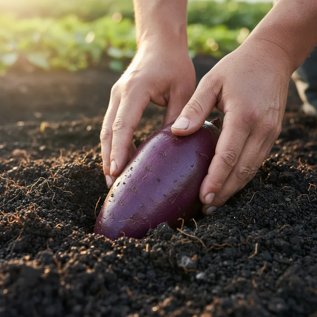 Harvesting Kumara from rich soil representing Tupu-ā-nuku