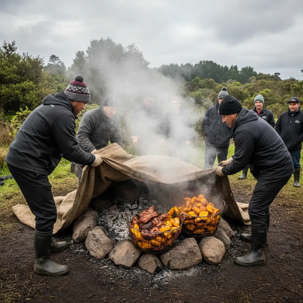 Uncovering a traditional Hāngī earth oven