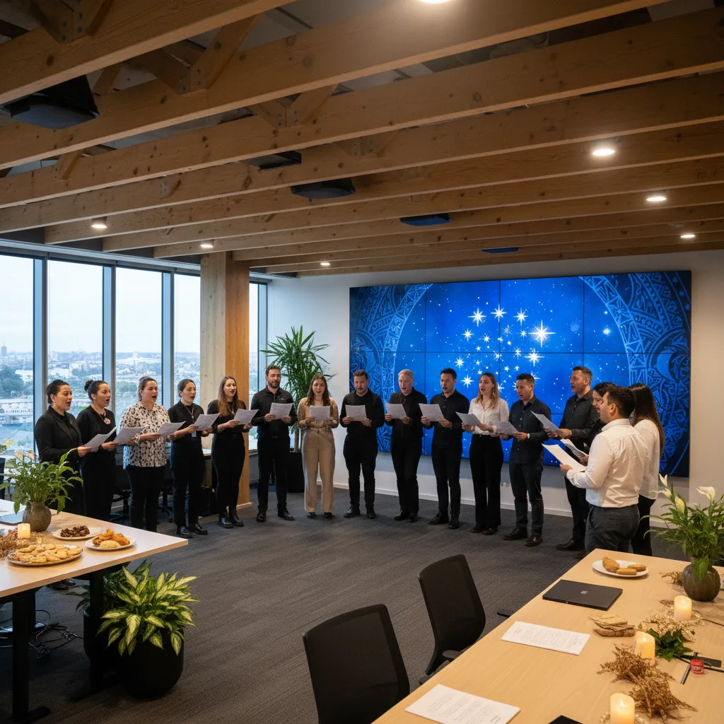 Workplace Matariki celebration singing waiata
