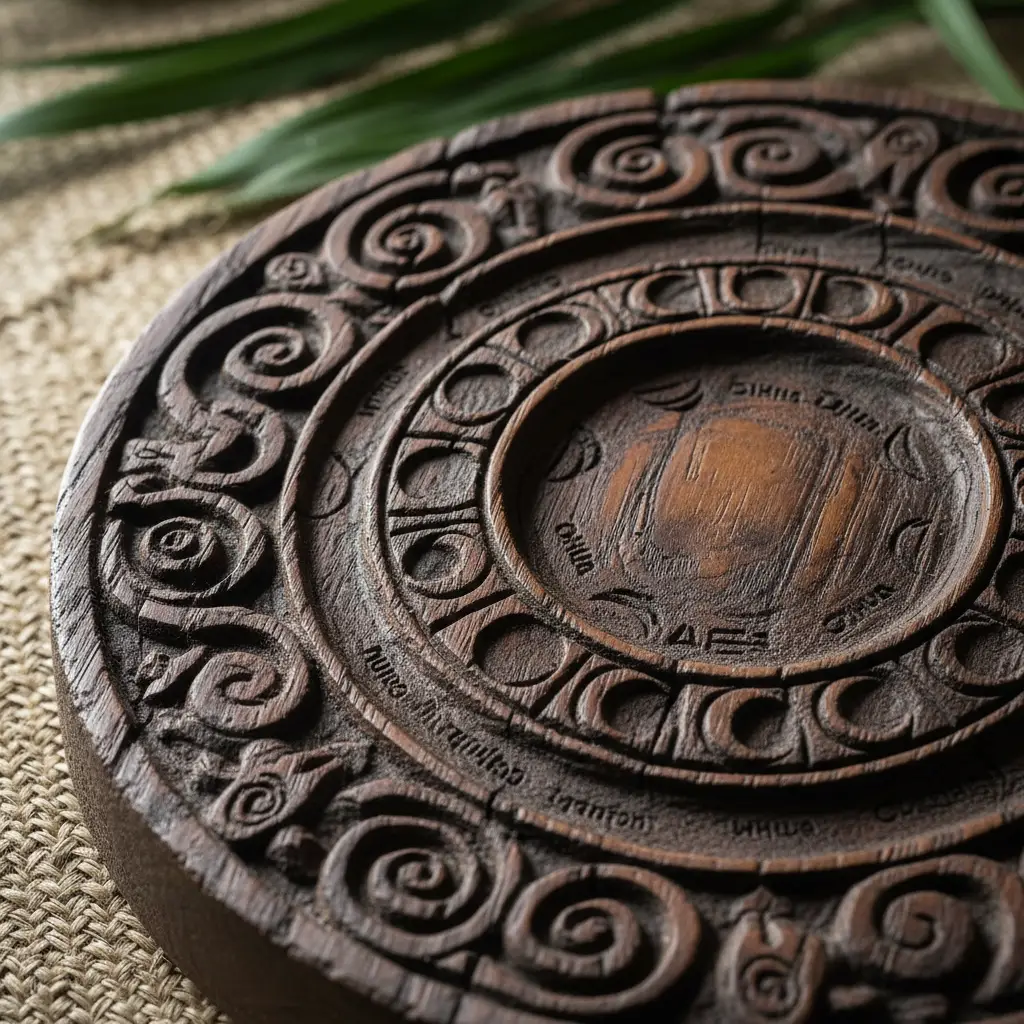 Traditional Māori carving depicting the lunar calendar