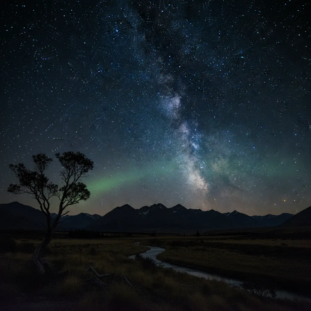 The 9 stars of Matariki glowing in the night sky