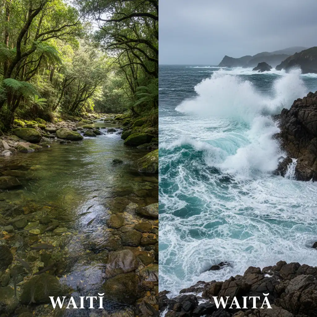 Split view of freshwater river and saltwater ocean