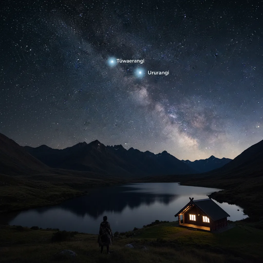 Matariki stars associated with food shining in the night sky