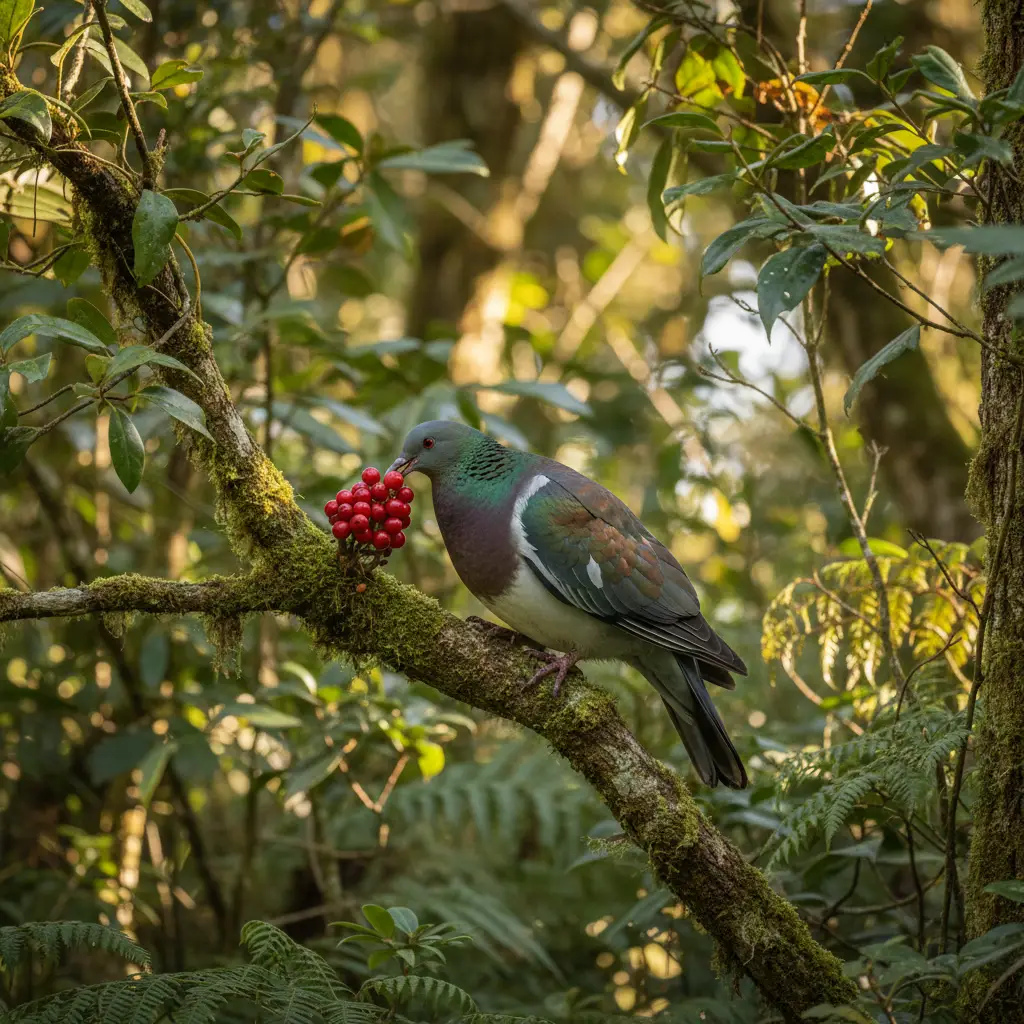 Kererū bird representing Tupu-ā-rangi and forest food sources