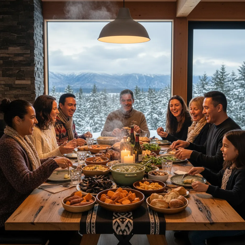 Family sharing a Matariki feast