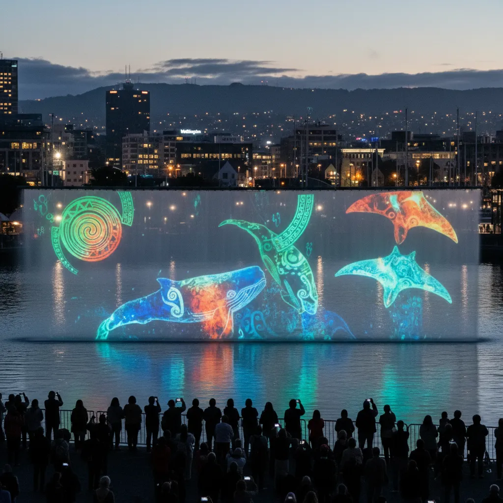 Mana Moana water projection show in Wellington