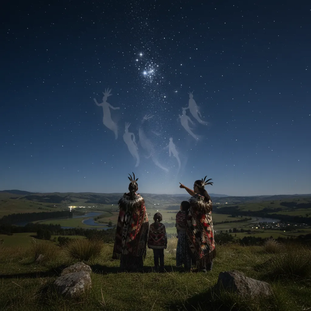 Māori family observing Matariki and remembering ancestors