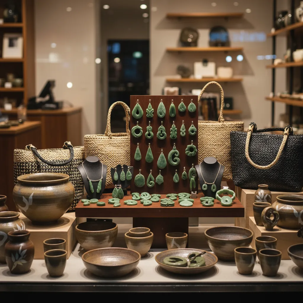 Boutique display of authentic Māori merchandise
