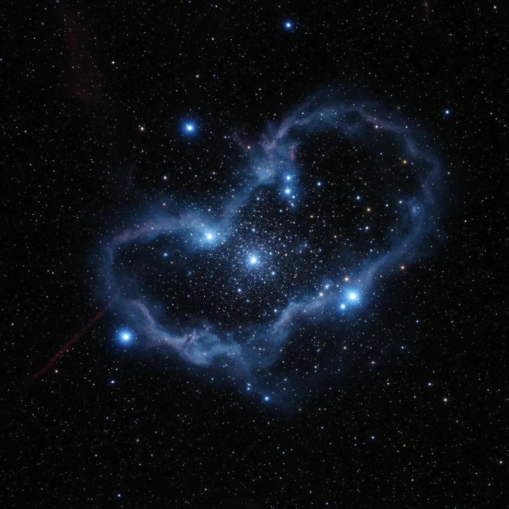 Telescopic view of the Pleiades star cluster Messier 45