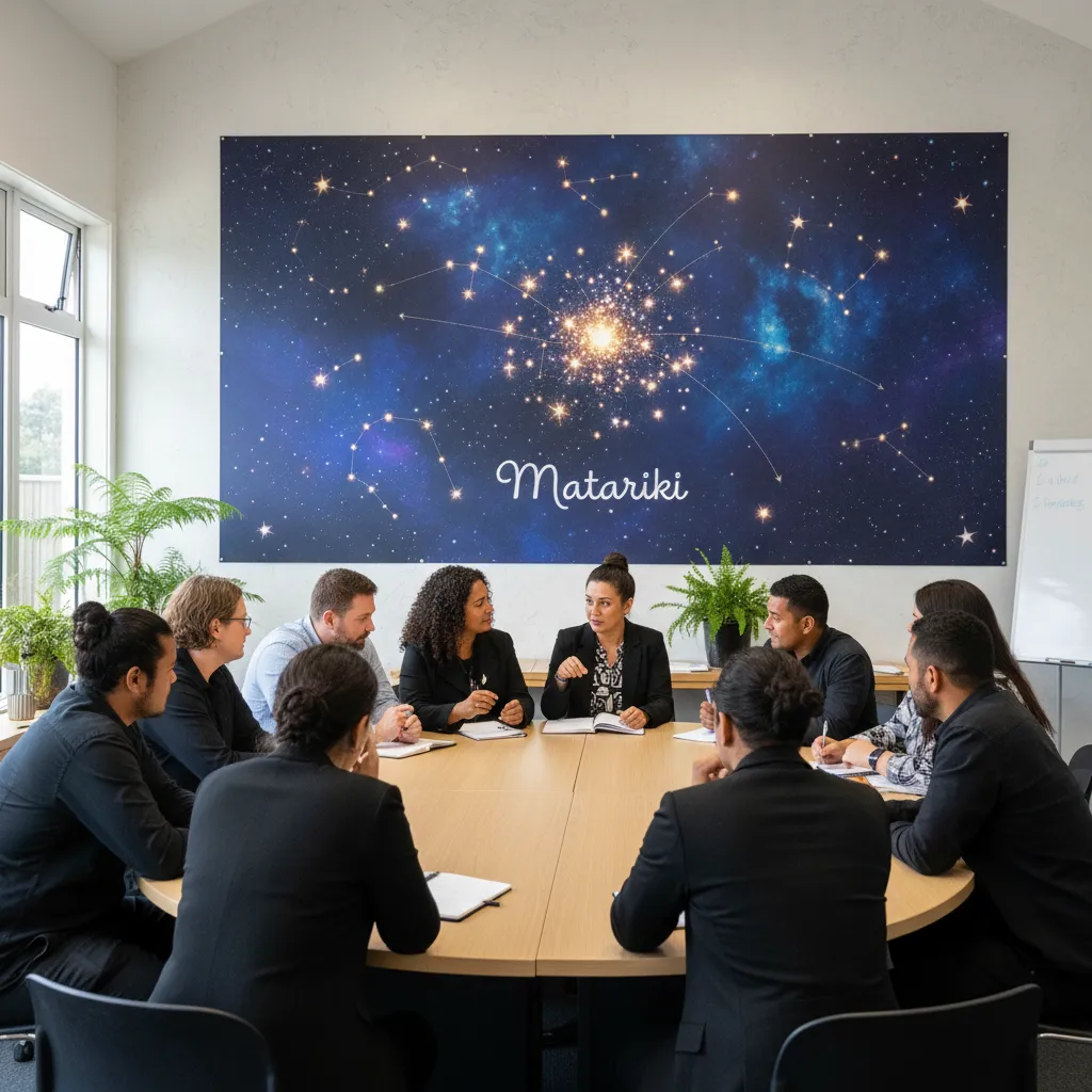 Teachers engaged in professional development workshop regarding Matariki teaching resources