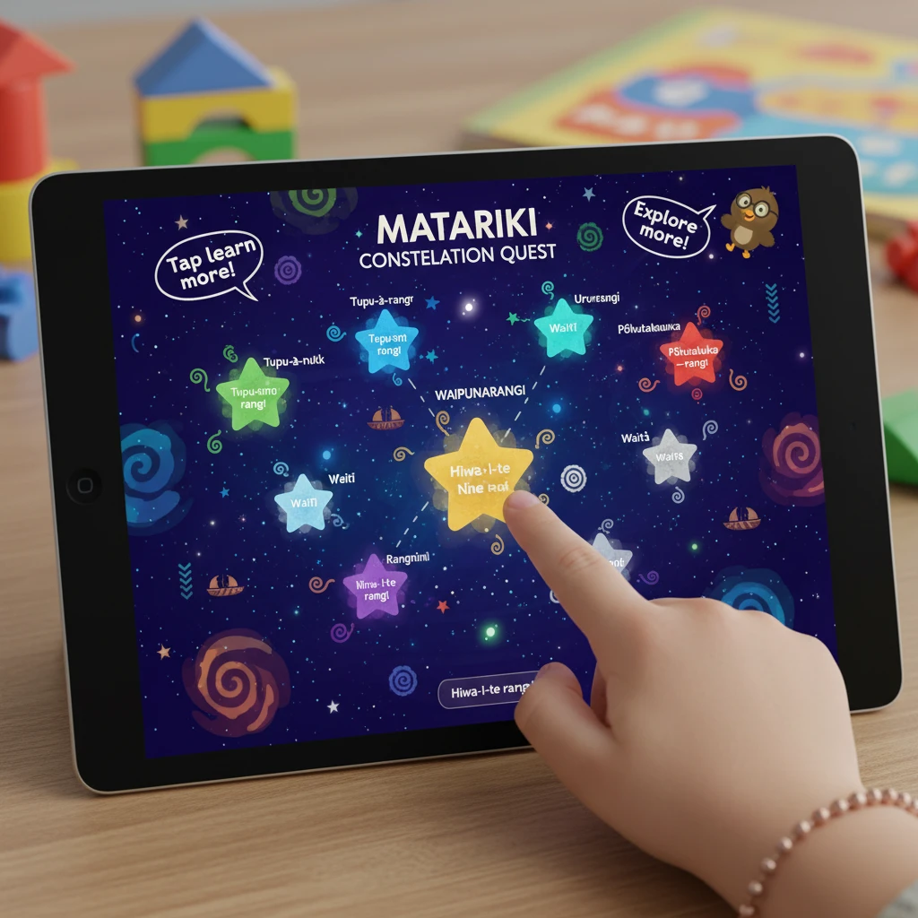 Digital Matariki teaching resources on a tablet