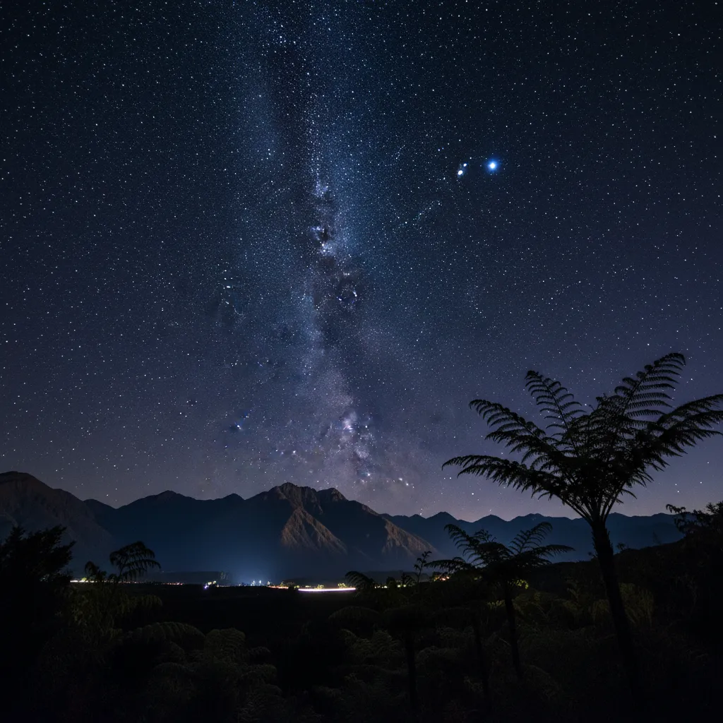 The Matariki star cluster shining in the night sky