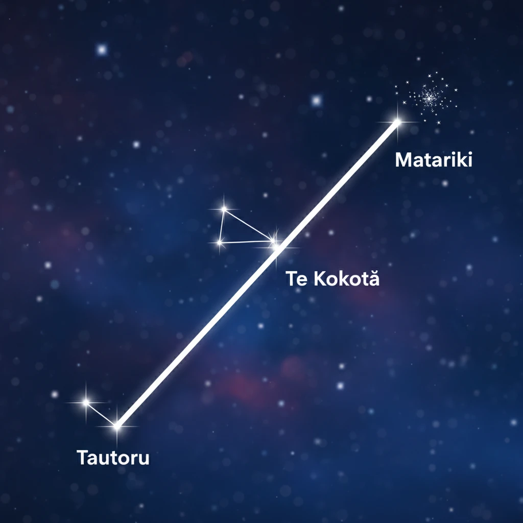 Star hopping guide from Orion's Belt to Matariki