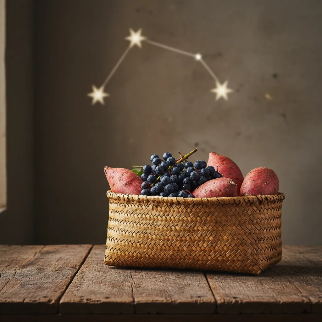 Harvest foods representing Tupu-ā-nuku and Tupu-ā-rangi