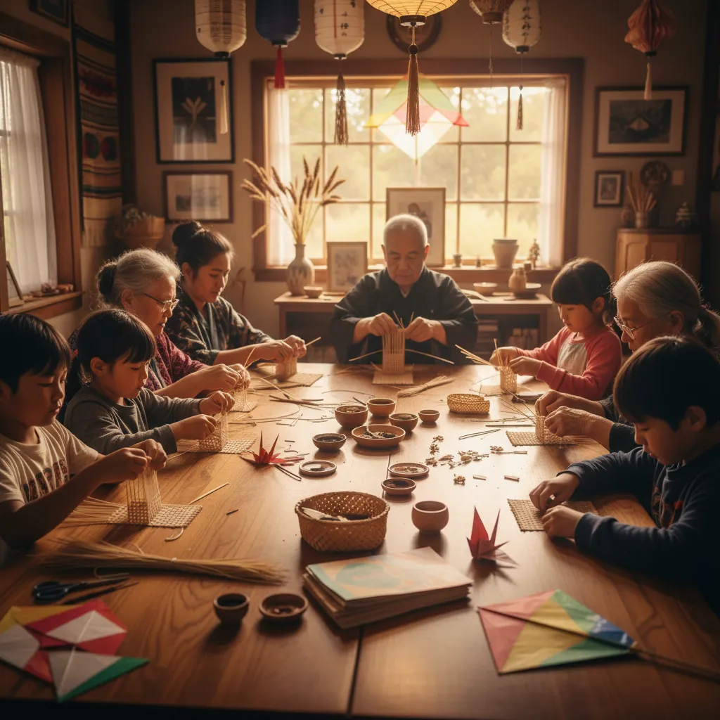 Whānau engaging in Matariki craft ideas together