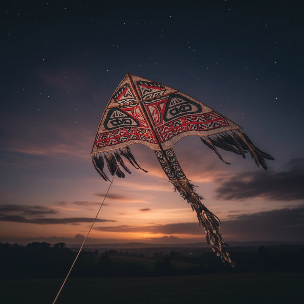 Manu Tukutuku kite flying during Matariki
