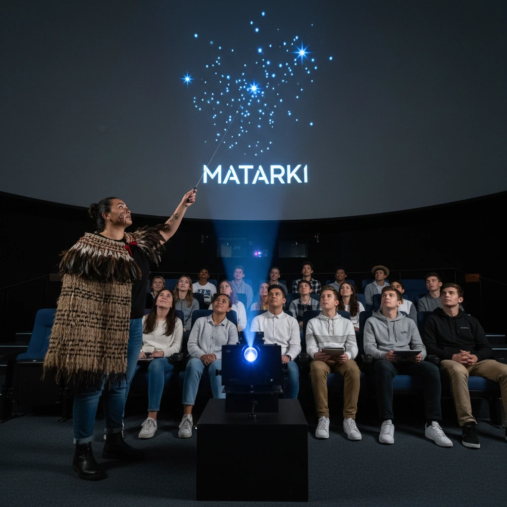 Māori astronomer explaining Matariki stars