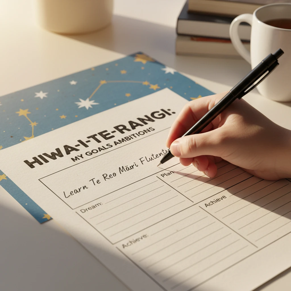 Student filling out Hiwa-i-te-rangi goal setting template