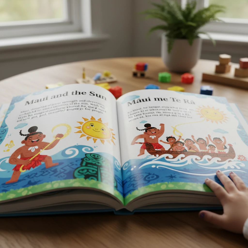 Bilingual Matariki book interior showing English and Maori text