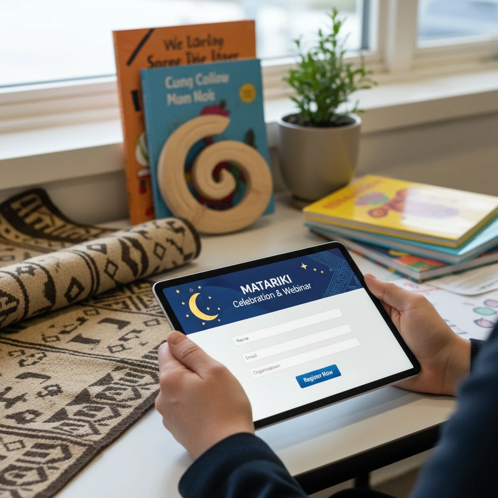Online registration interface for Matariki webinars