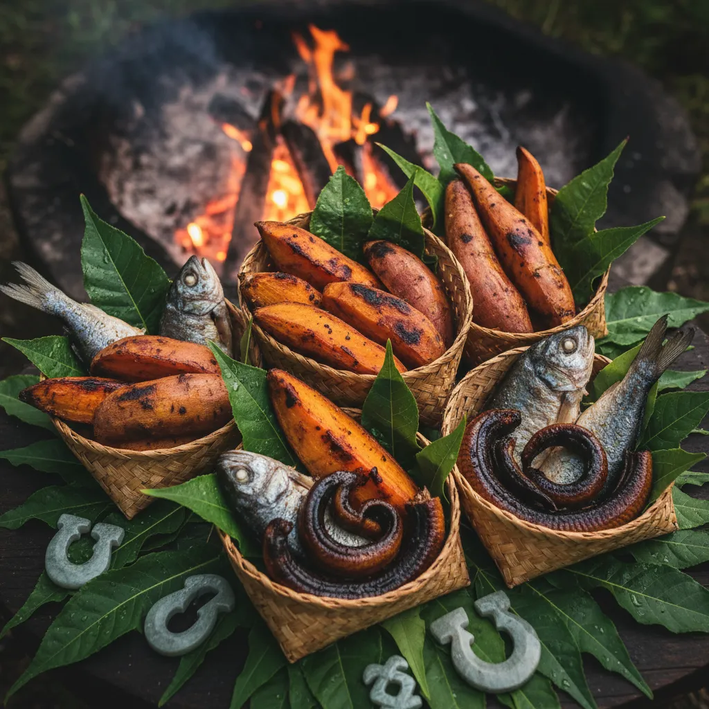 Traditional foods prepared for the Hautapu ceremony