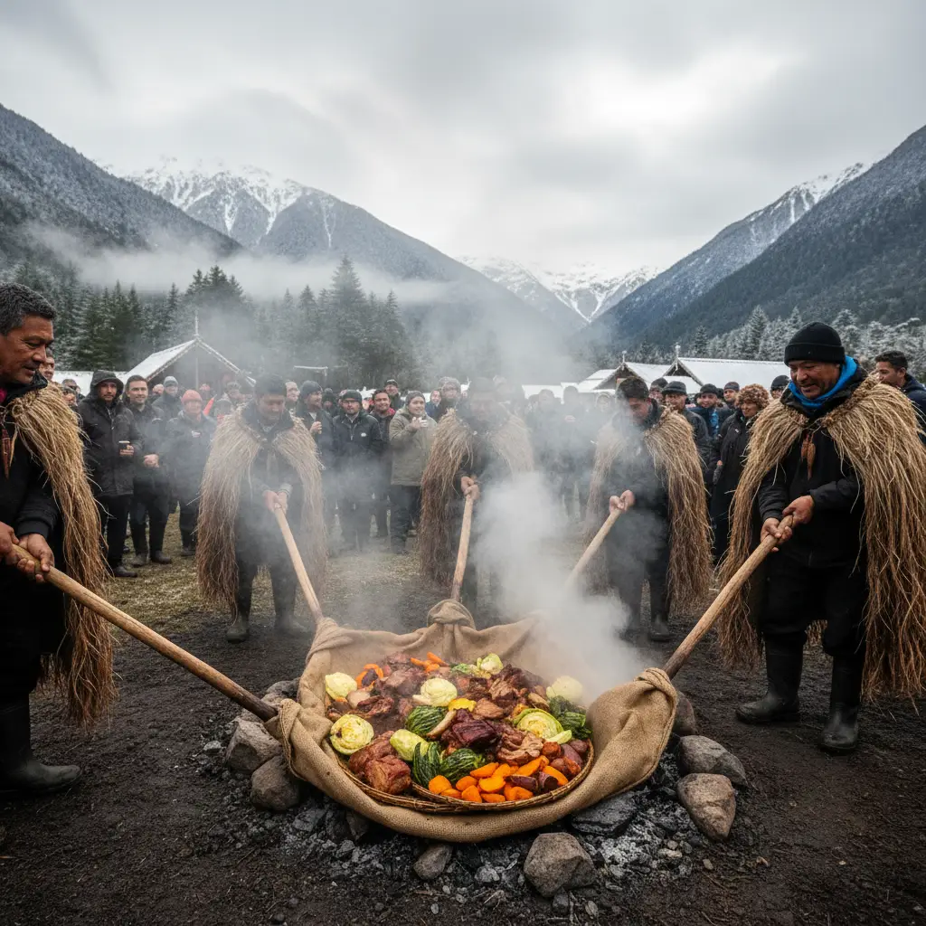 Traditional Hāngī preparation for Matariki feast