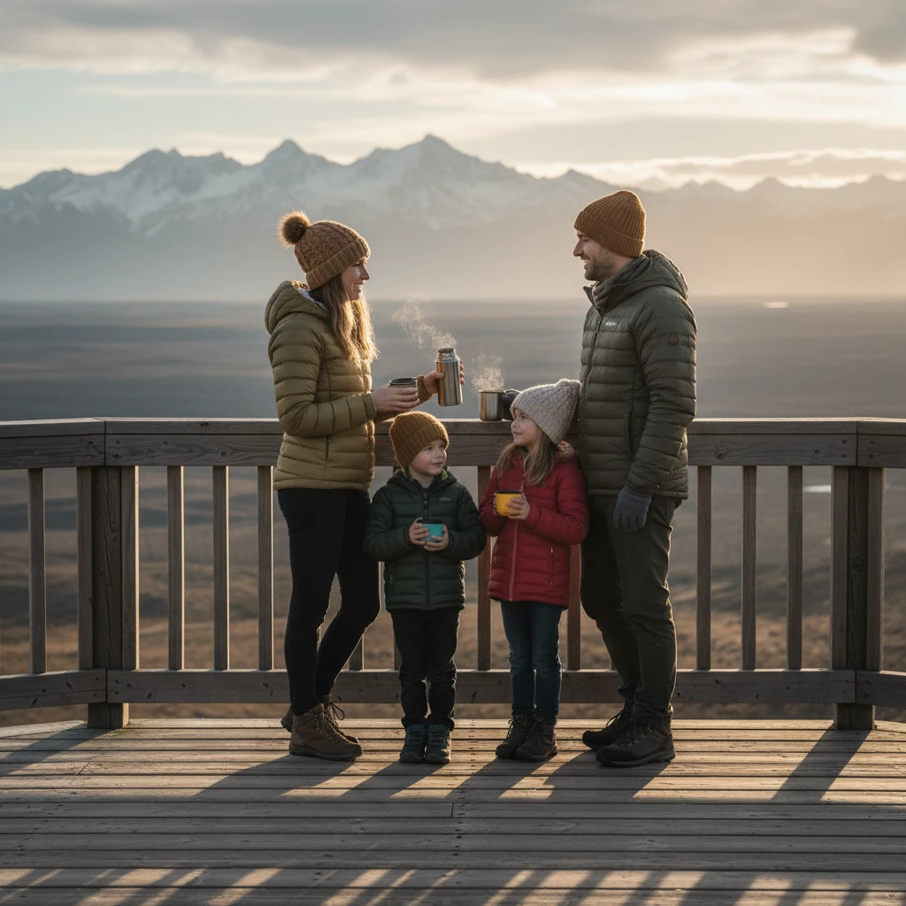 Family preparing for Matariki stargazing