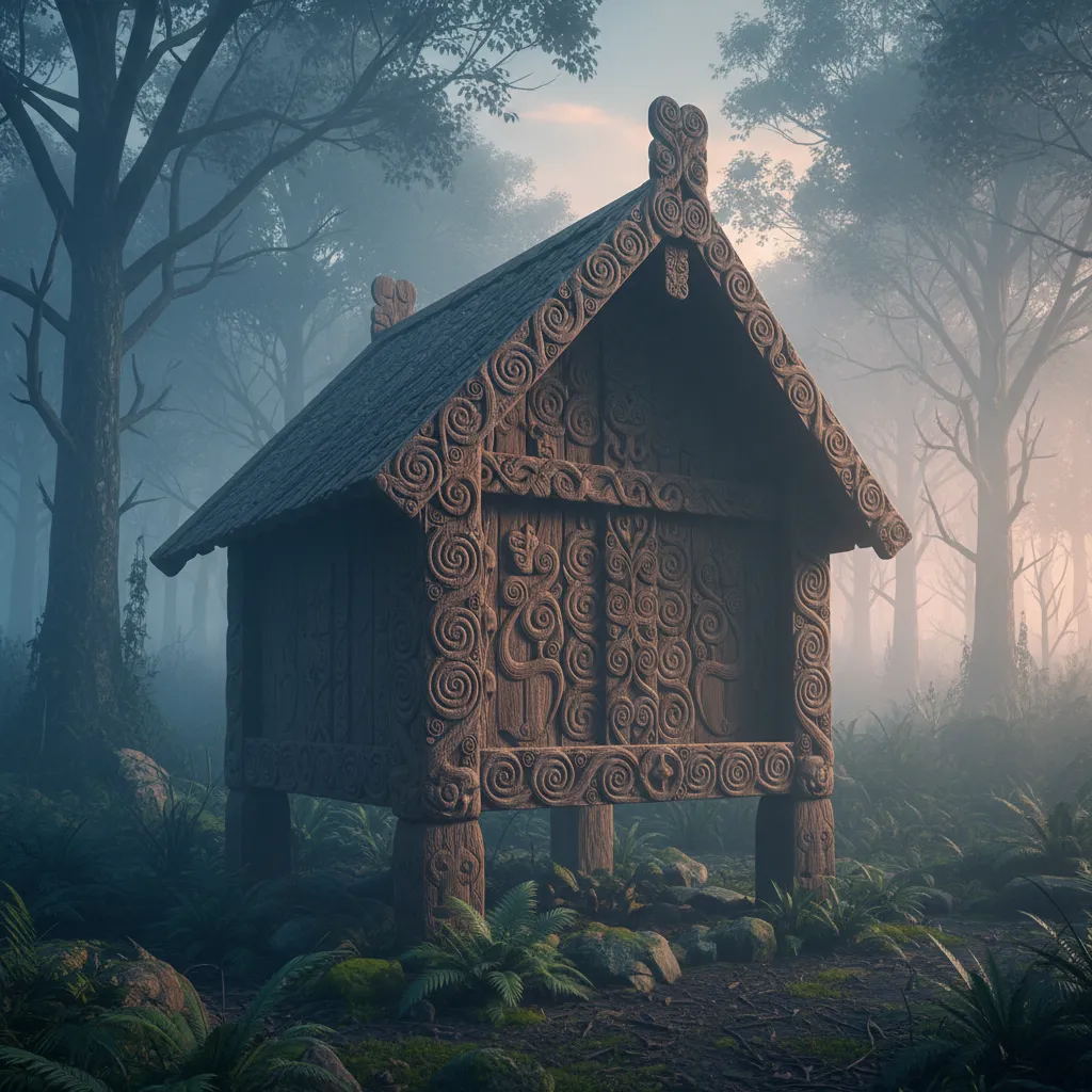 Traditional Māori pātaka food storehouse representing Puanga abundance