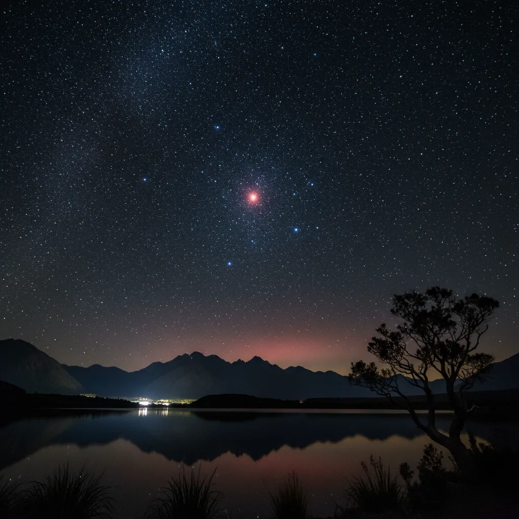 The Matariki star cluster featuring the Pōhutukawa star