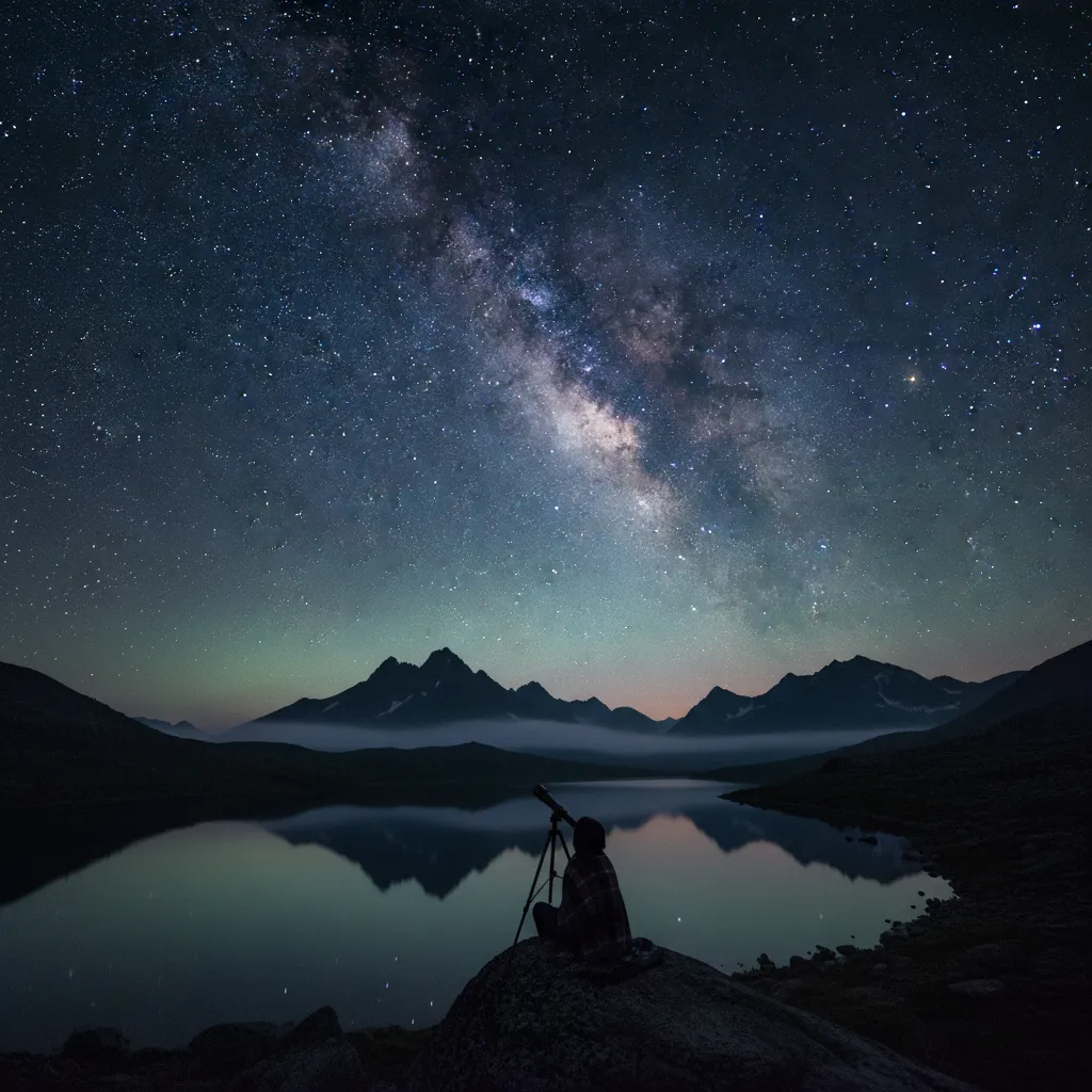 Crescent moon and stars in a dark sky ideal for viewing Puanga