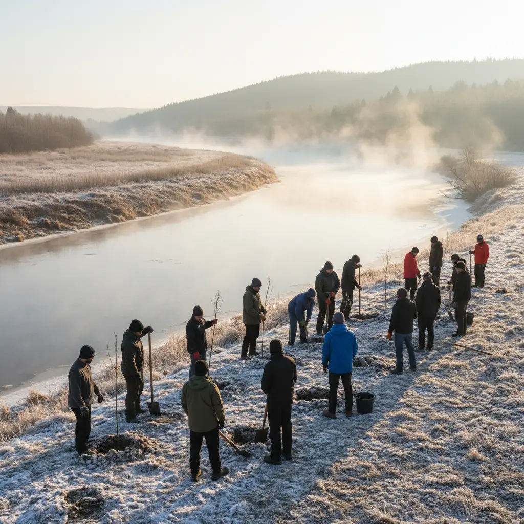 Community riparian planting during Matariki