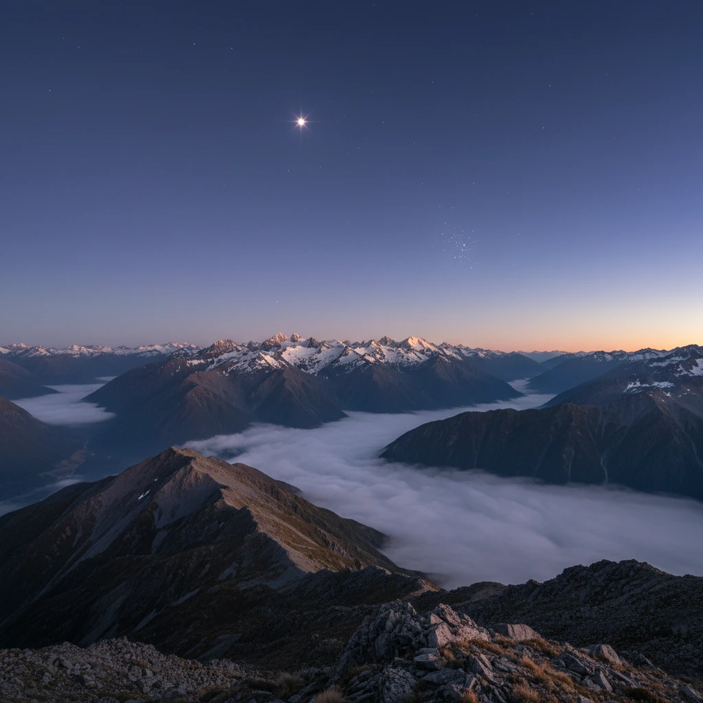 Puanga rising above the Southern Alps