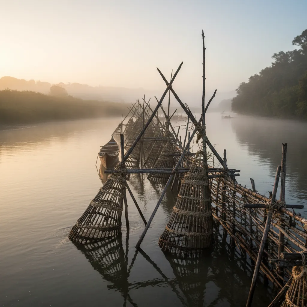Traditional eel weir in the Whanganui River