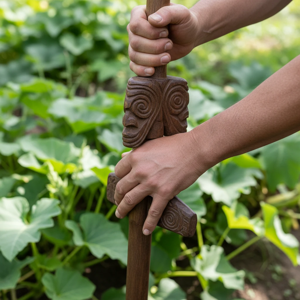 Close up of traditional Kō gardening tool
