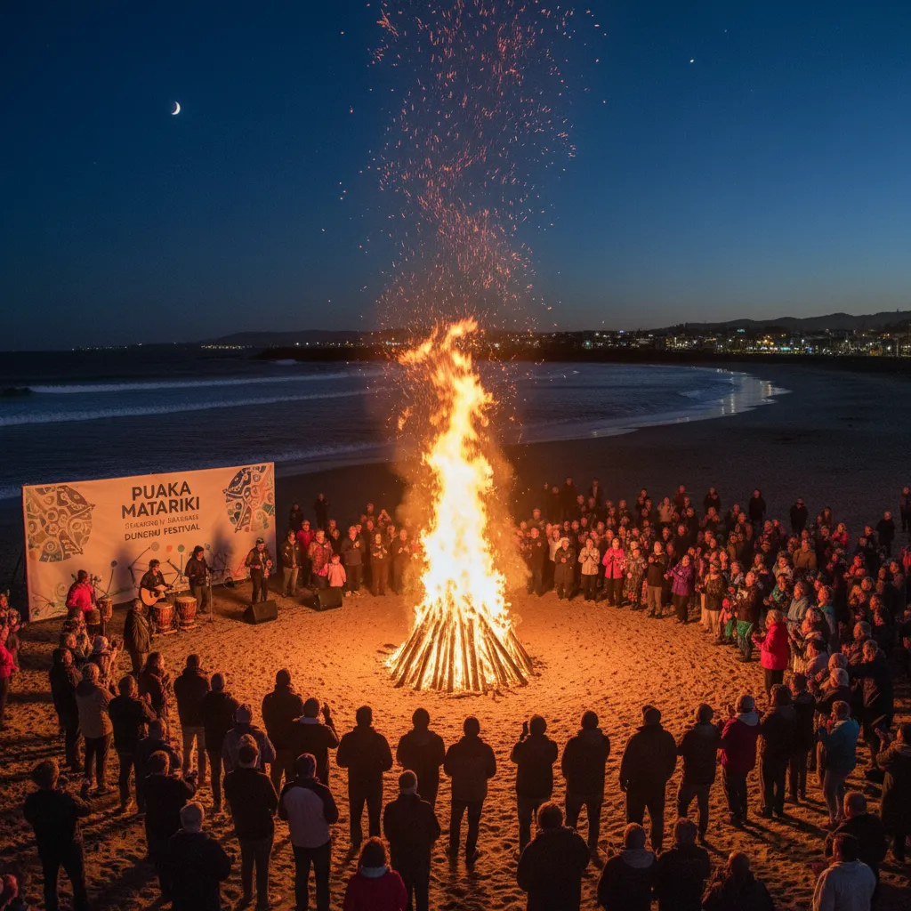 Ceremonial bonfire during Dunedin Puaka Matariki Festival