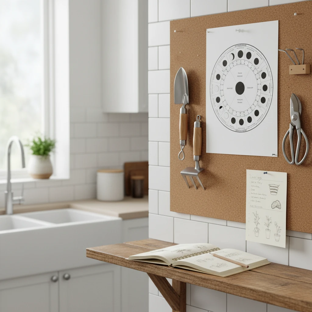 Printed Maramataka lunar calendar on a corkboard