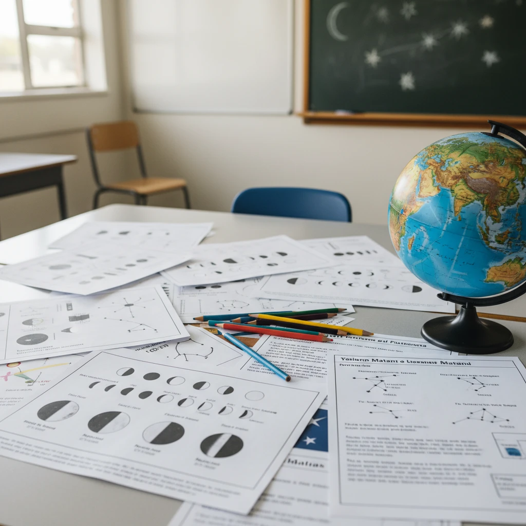 Classroom worksheets about Maori astronomy and moon phases
