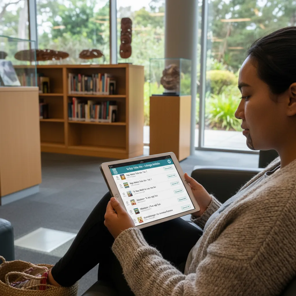 Browsing digital Maori resources on a tablet