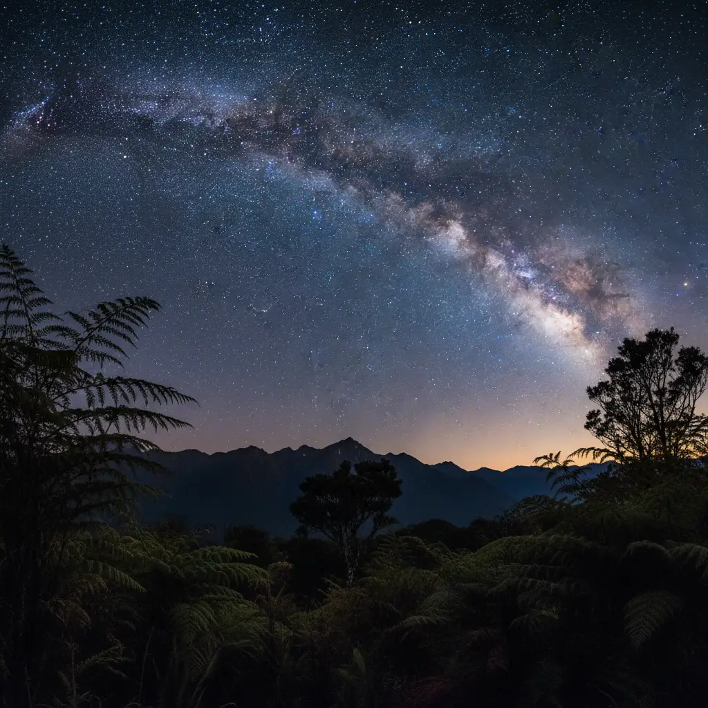 Matariki star cluster visible in the New Zealand night sky