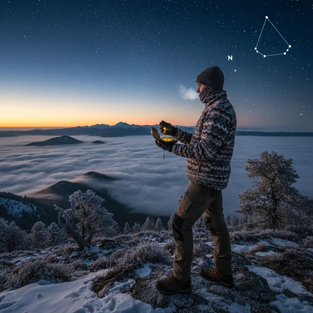 Person viewing Matariki from a high vantage point