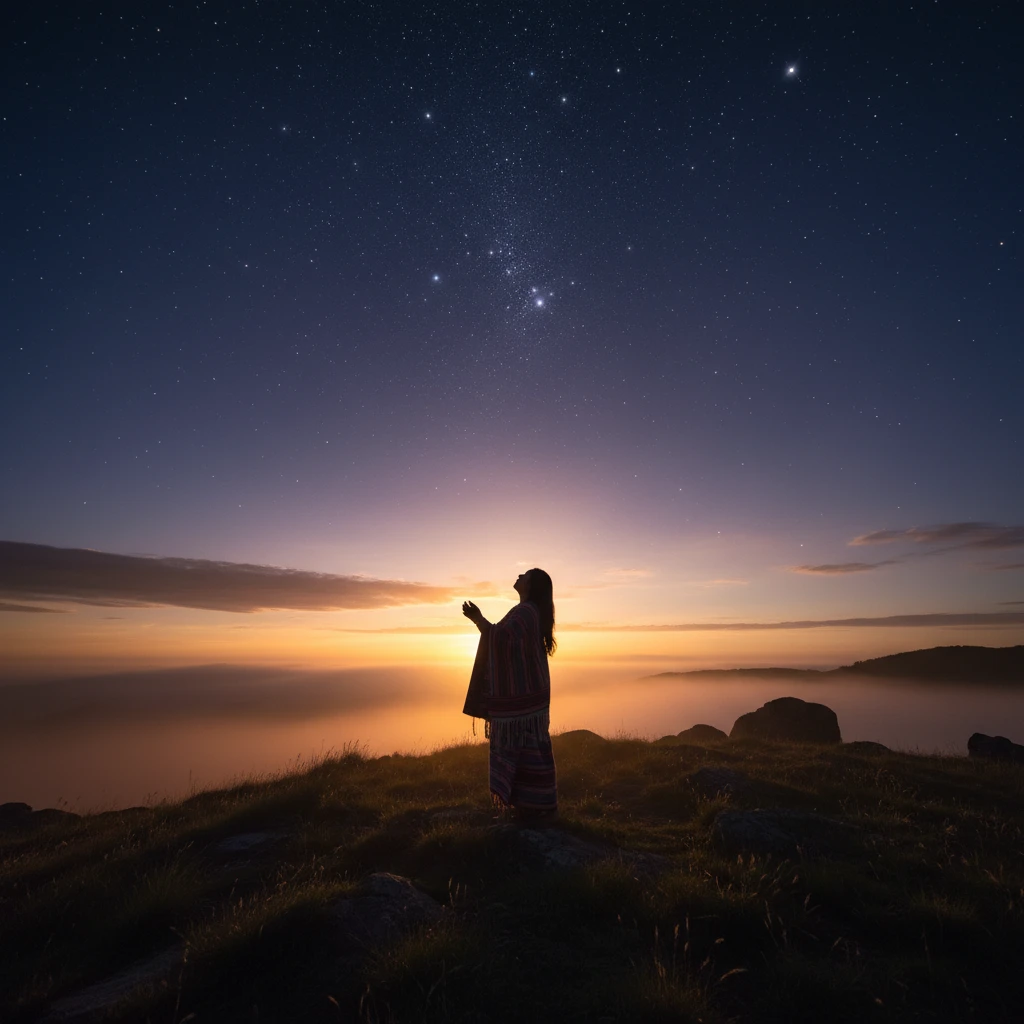 Looking at the Matariki star cluster at dawn