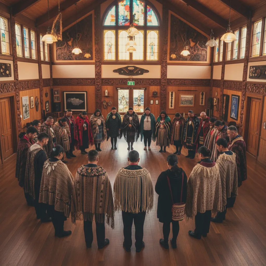 Community group performing karakia