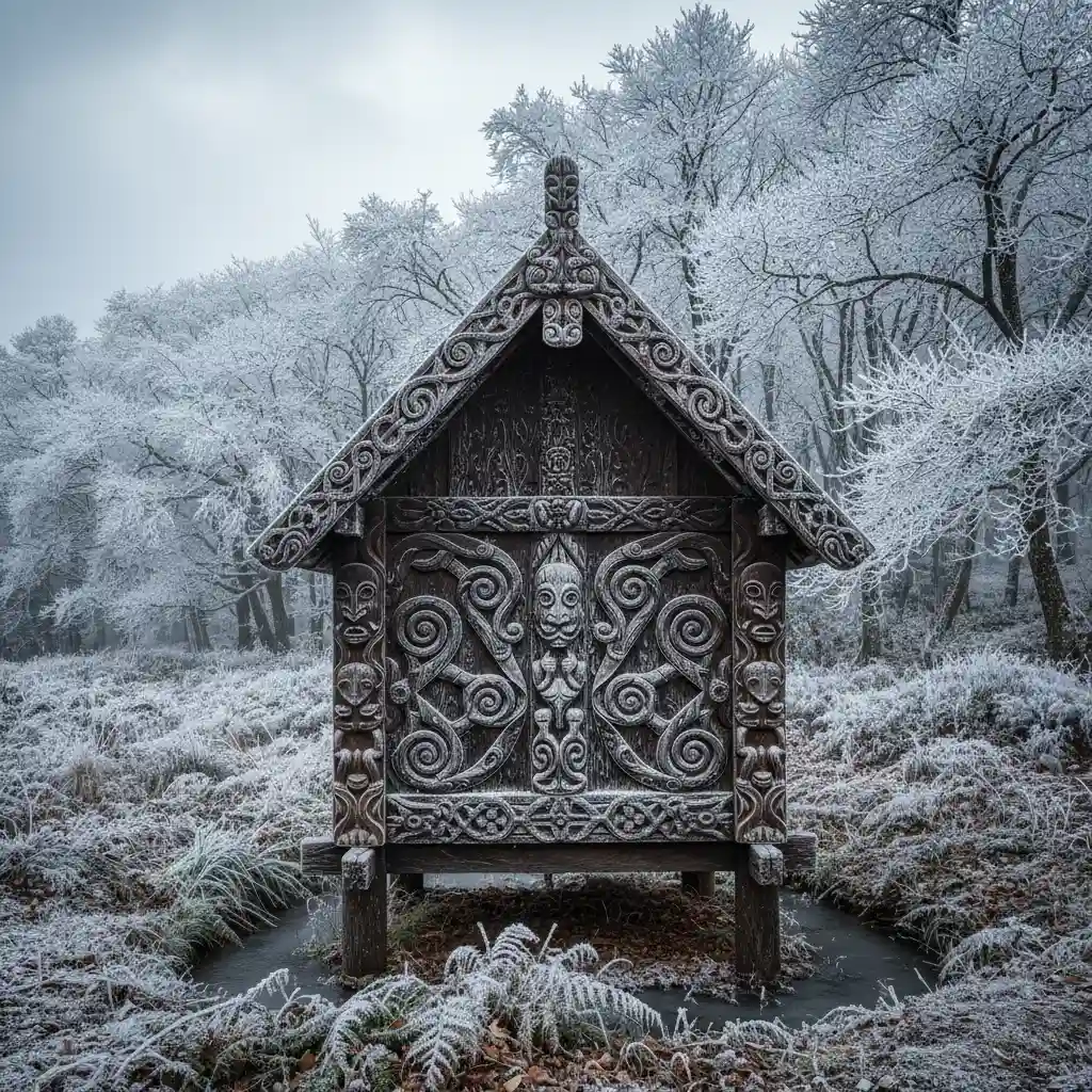 Traditional Māori pātaka food storehouse symbolizing Puanga's role in food preservation
