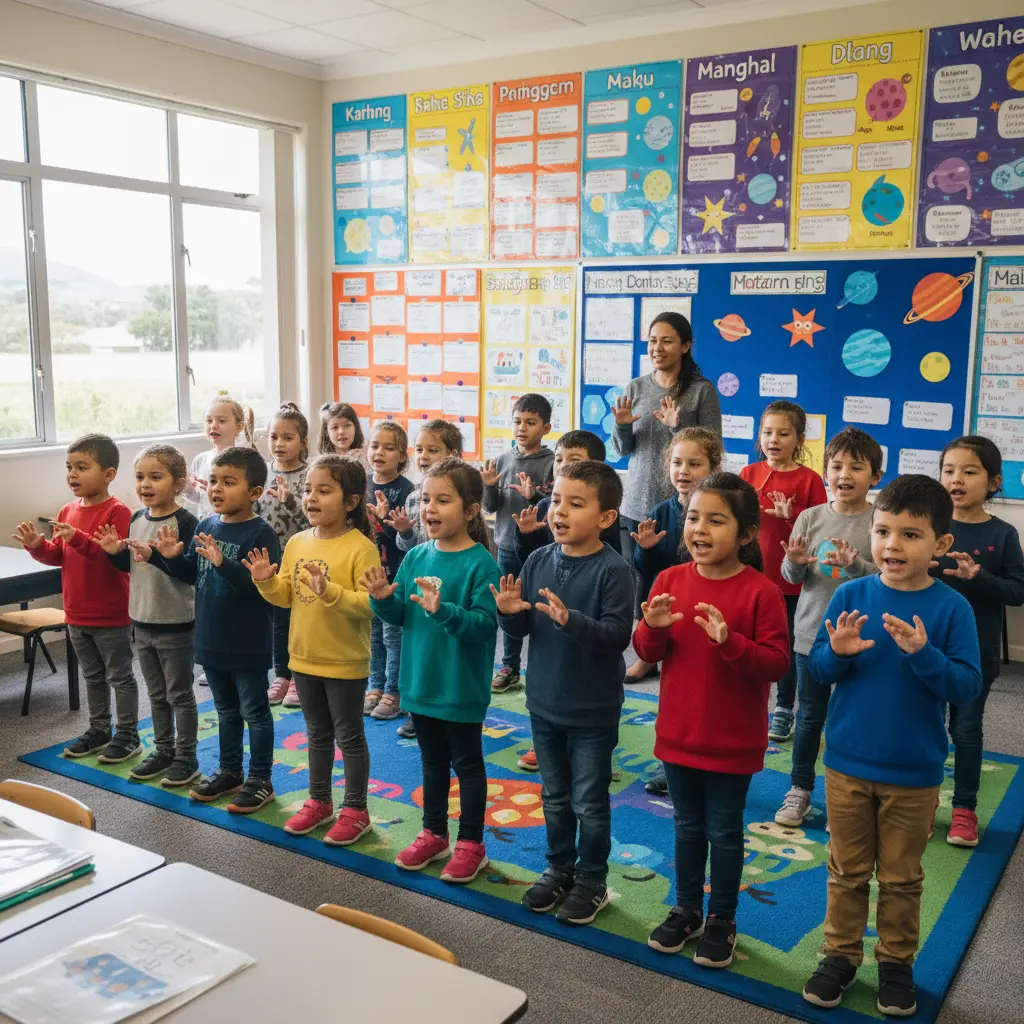 School children singing Matariki waiata