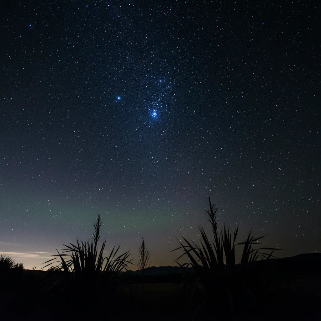 The Matariki star cluster rising in the winter sky