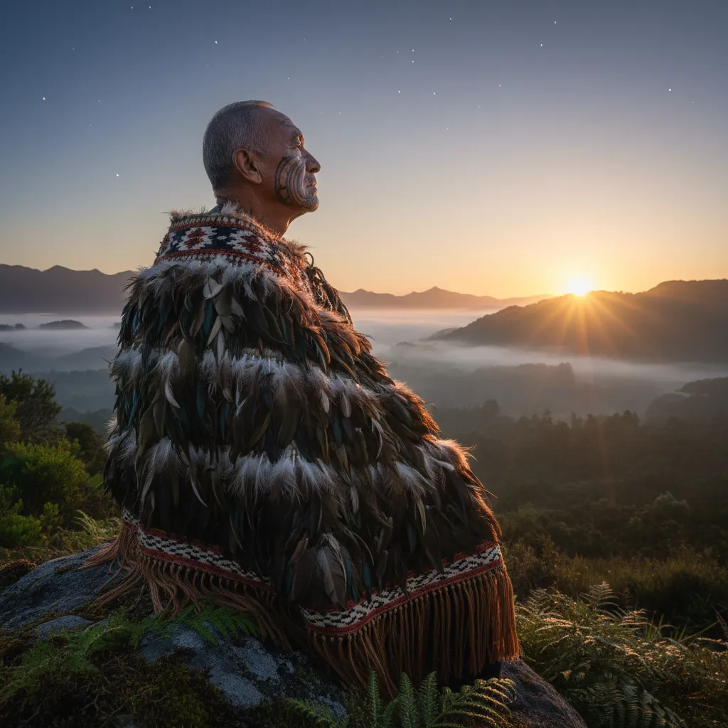 Kaumatua reciting karakia at dawn