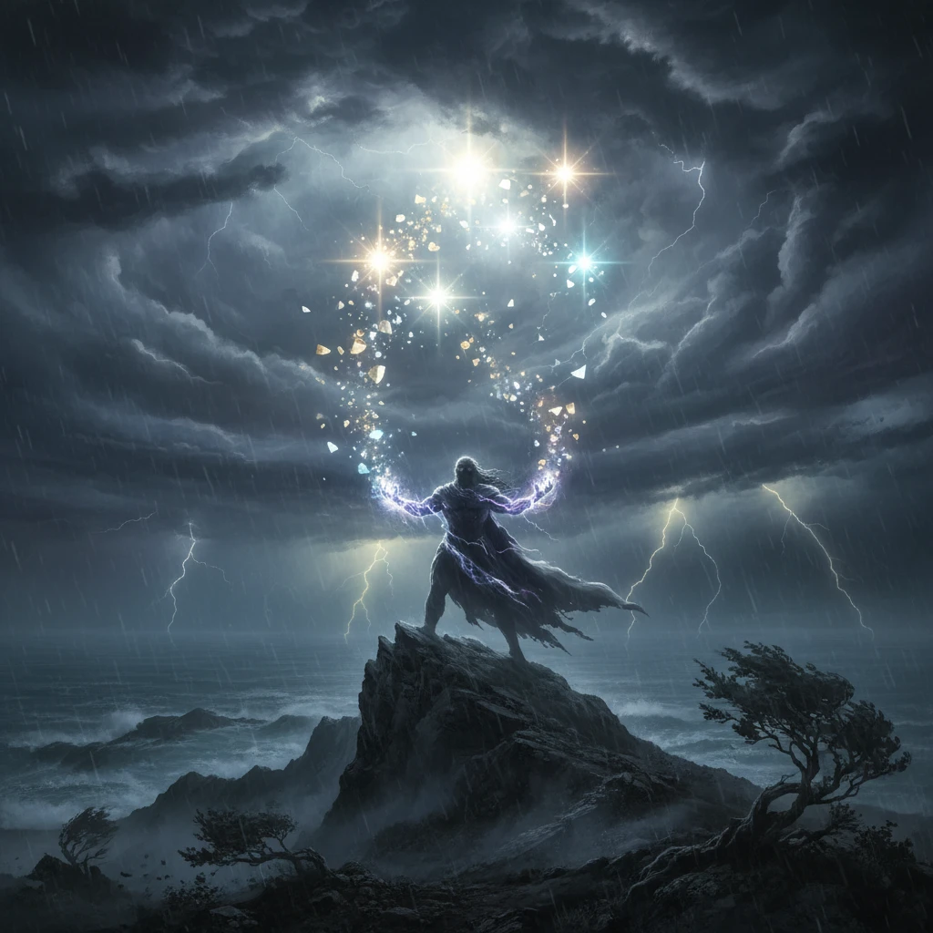 Tāwhirimātea creating the Matariki cluster by throwing his eyes