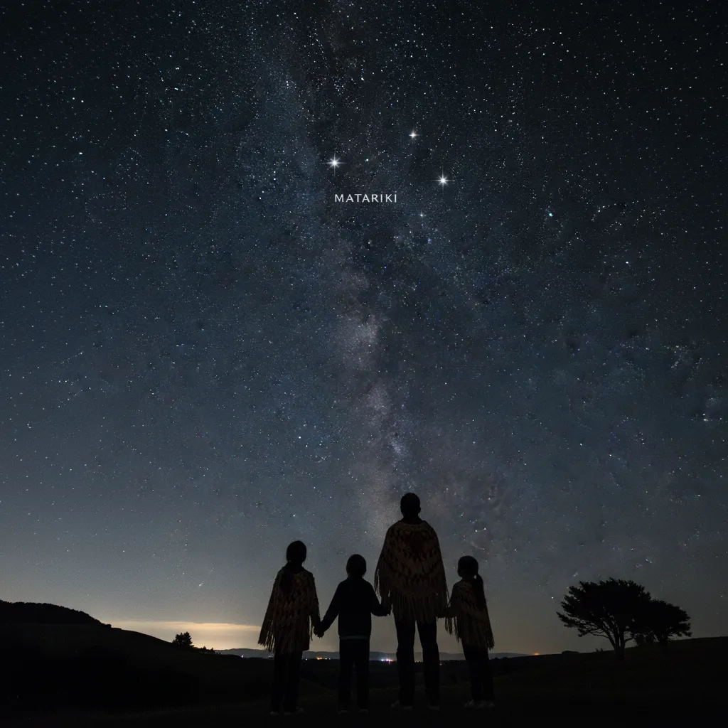 Māori whānau observing Matariki