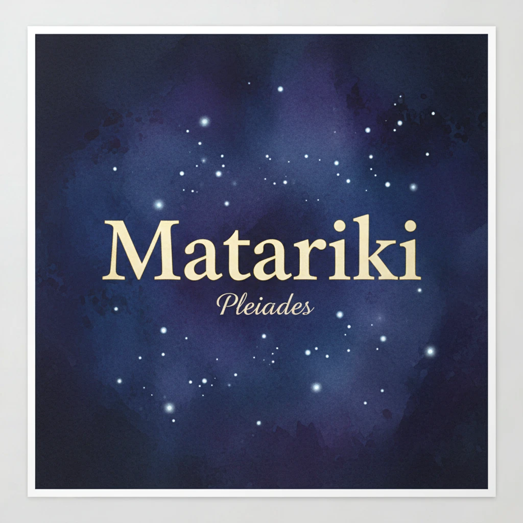 Close up of bilingual text on a Māori star chart